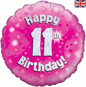 11th Birthday Pink Balloon