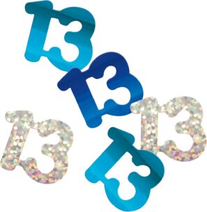 13 Birthday Blue and Silver Glitz Foil Confetti