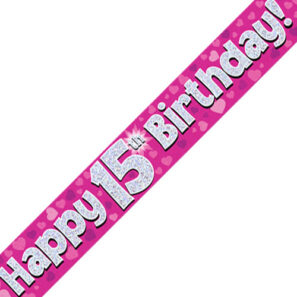 15th Birthday Pink Banner