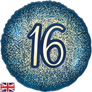 16th Birthday Navy Gold  18inch Balloon