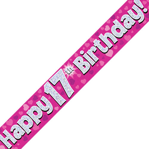 17th Birthday Pink Banner