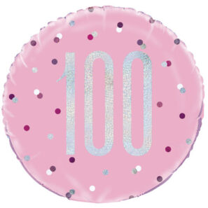 18 inch 100th Birthday Glitz Pink & Silver