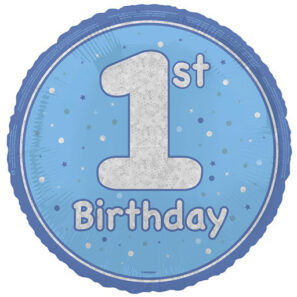18 inch 1st Birthday Blue Glitz
