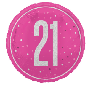 18 inch 21st Birthday Pink Glitz