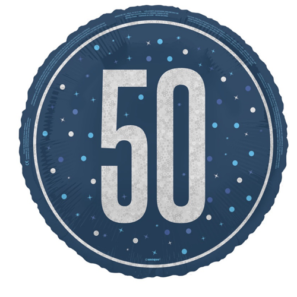 18 inch 50th Birthday Blue Glitz Foil