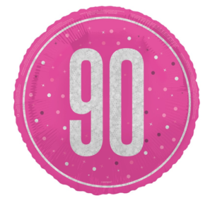 18 inch 90th Birthday Pink Glitz
