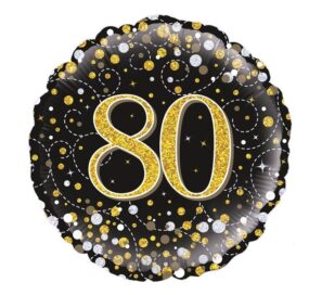 18IN 80TH SPARKLING FIZZ BLACK GOLD