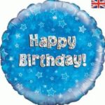 18inch Happy Birthday Blue Holographic