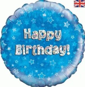 18inch Happy Birthday Blue Holographic