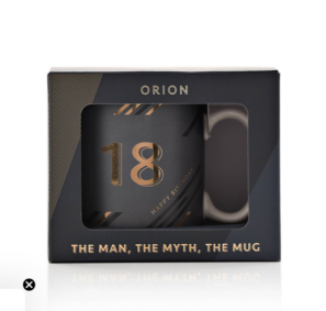 18th Birthday Black Grey and Gold Mug