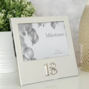 18th Milestones Aluminium Photo Frame with 3D Number 6 x 4