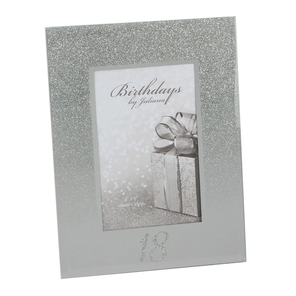 18th Milestones Glitter Mirror Frame 4 x 6