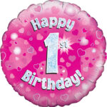 1st Birthday Pink Balloon