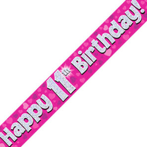 11th Birthday Pink Banner