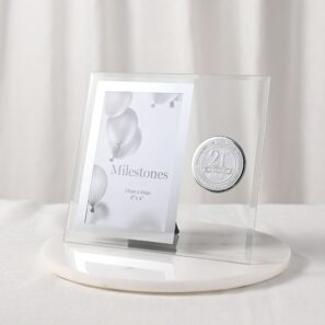21st Milestones Glass Frame with Metal Badge 4 x 6