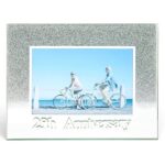25th Anniversary Silver Glitter Glass Frame