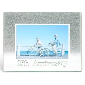 25th Anniversary Silver Glitter Glass Frame