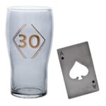 30th Birthday Pint Beer Glass and Bottle Opener Set