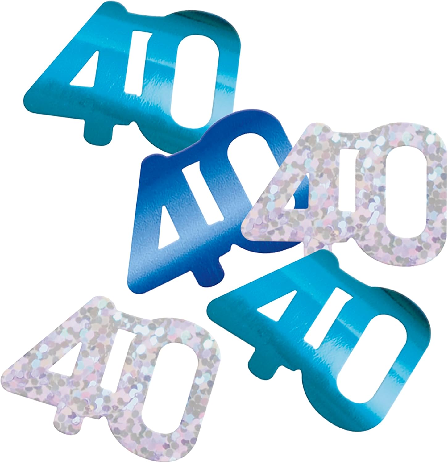 40 Birthday Blue and Silver Glitz Foil Confetti