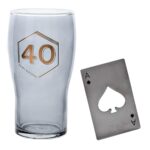 40th Pint GIft set with Bottle Opener