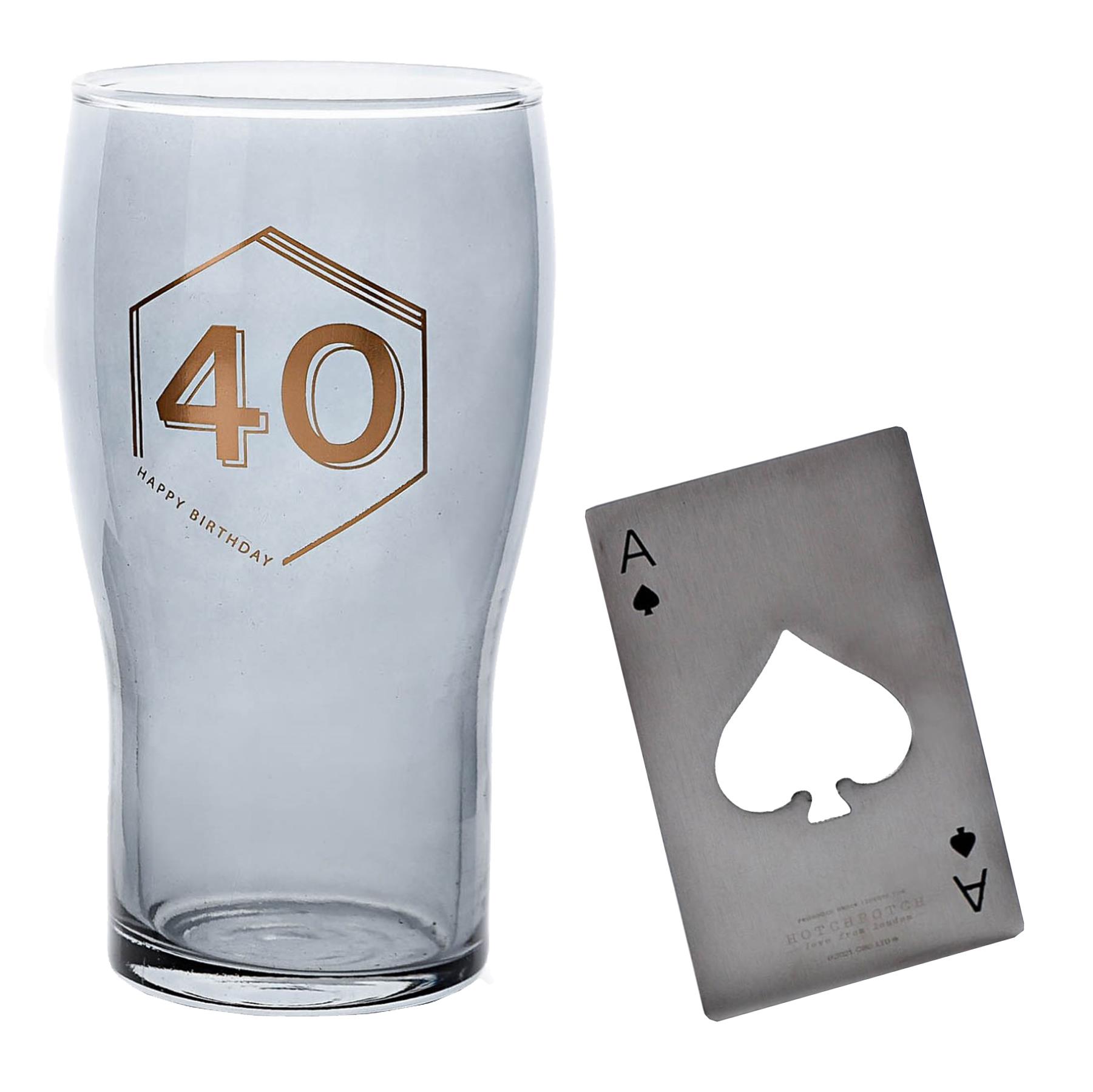 40th Pint GIft set with Bottle Opener