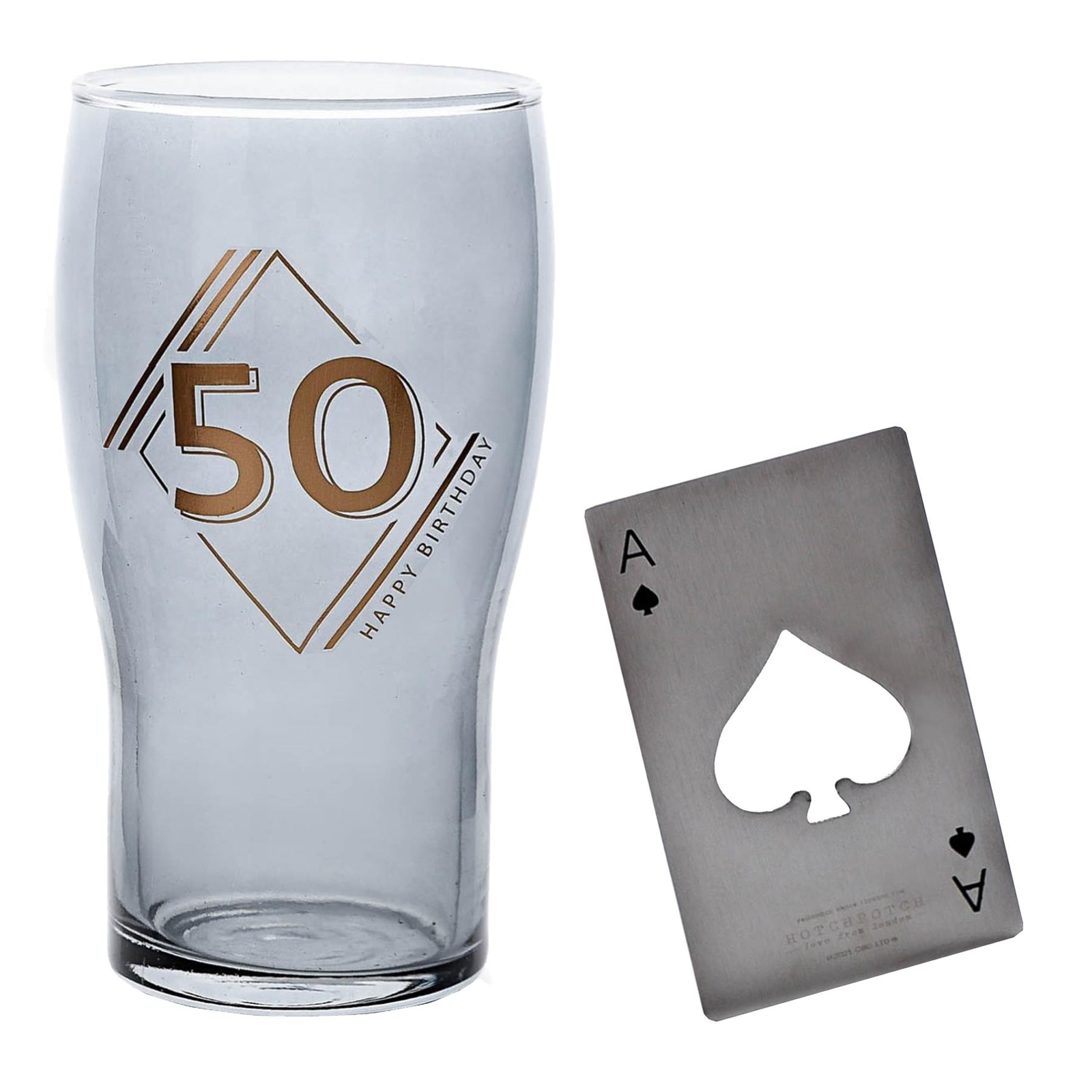 50TH Birthday Pint Beer Glass and Bottle Opener Set