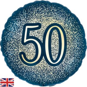 50th Metallic Glitter Birthday Navy Gold Balloon