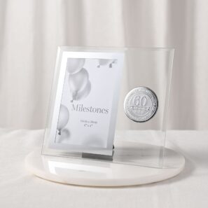 60th Milestones Glass Frame with Metal Badge 4 x 6