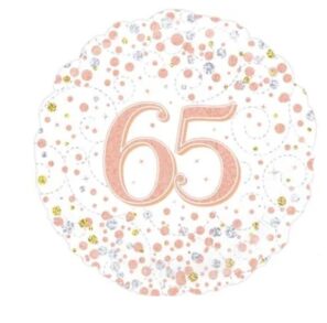 65th Rose Gold foil balloon