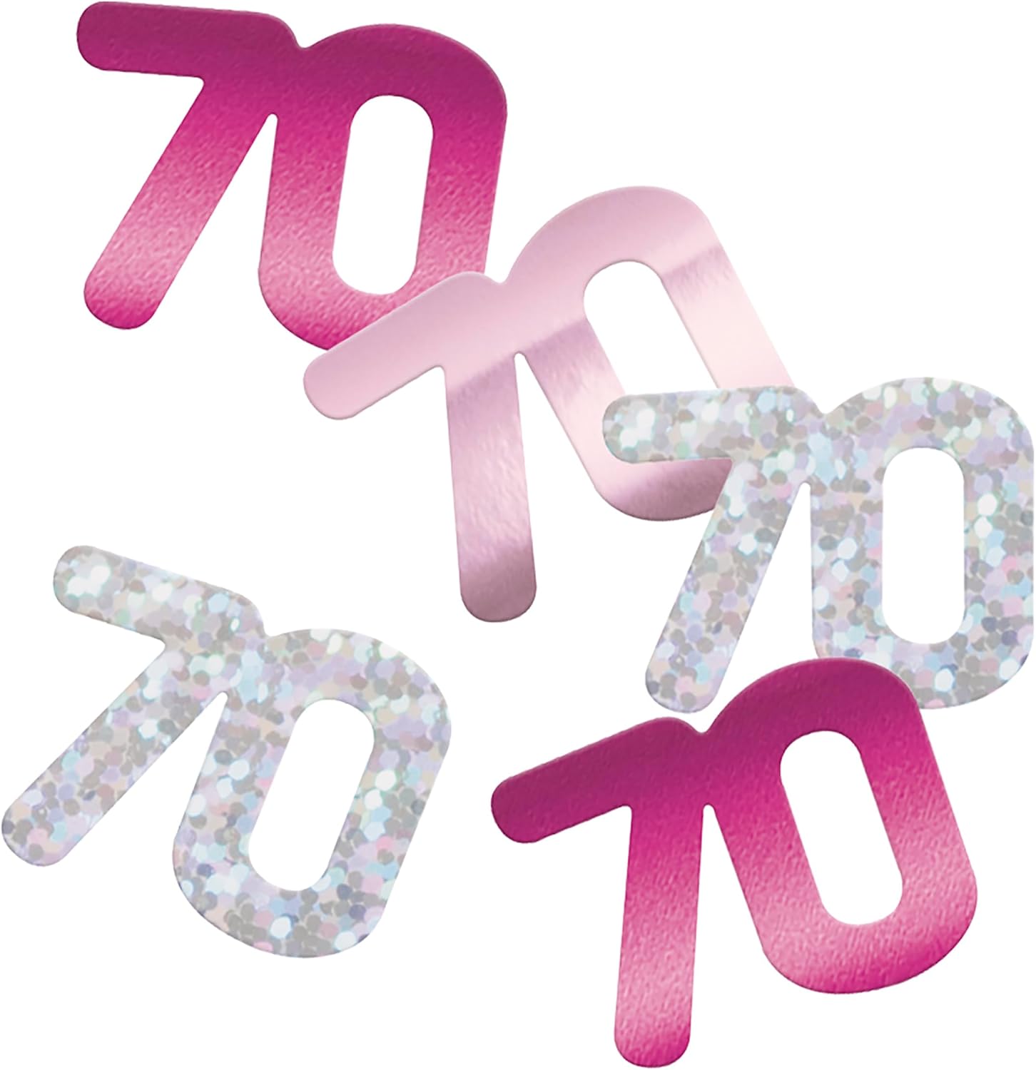 70 Birthday Pink and SIlver Glitz Foil Confetti