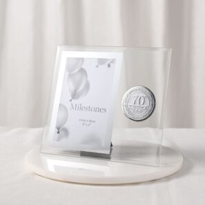 70th Milestones Glass Frame with Metal Badge 4 x 6