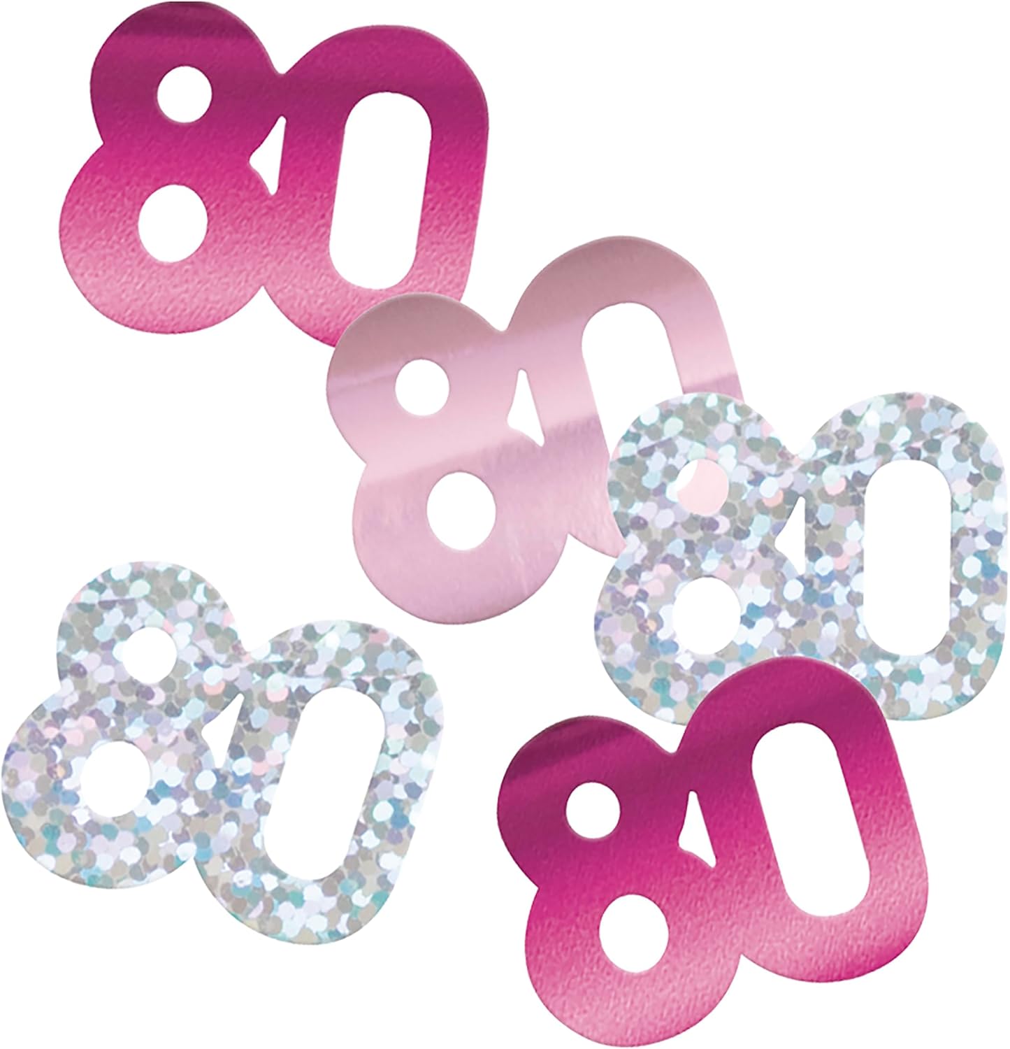 80 Birthday Pink and SIlver Glitz Foil Confetti