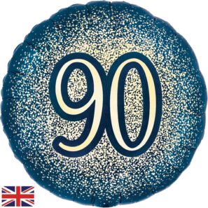 90th Metallic Glitter Birthday Navy Gold Balloon