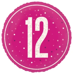 Age 12 Pink Glitz 18 Inch Balloon