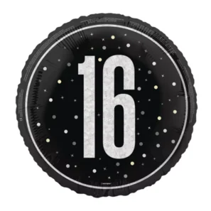 Age 16 Black Glitz 18 inch Balloon