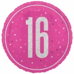 Age 16 Pink Glitz 18 inch Balloon