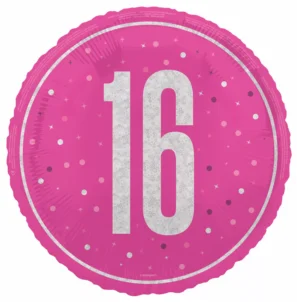 Age 16 Pink Glitz 18 inch Balloon
