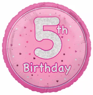 Age 5  Pink Glitz  18inch balloon