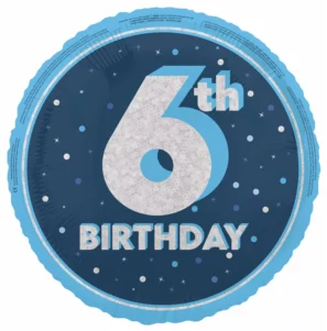 Age 6 Blue Glitz 18 inch balloon