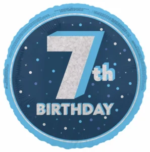 Age 7  Blue Glitz 18 inch balloon