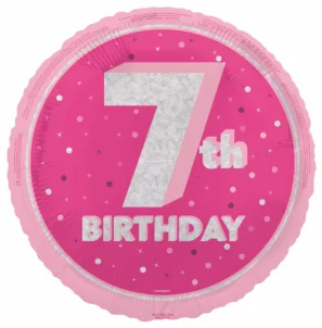 Age 7 Pink Glitz  18inch balloon