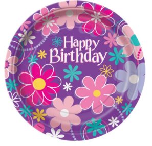 Birthday Blossom Paper Plates 9inch