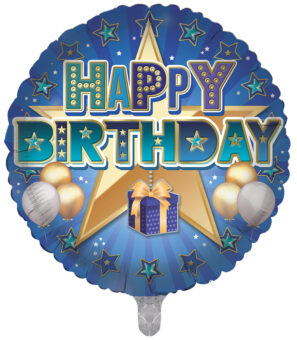 Blue and Gold Happy Birthday