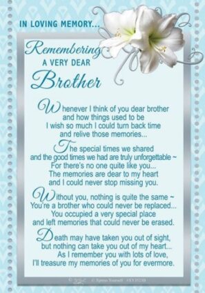 Brother Open Memorial Graveside Card
