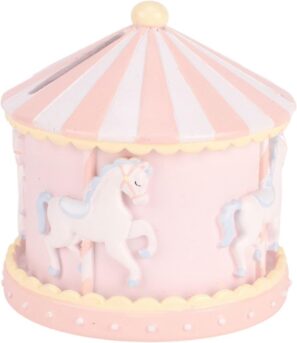 Carousel Money Bank Box Resin - Pink