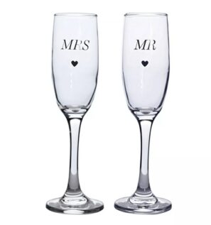 Champagne Flutes Set of 2 Mr & Mrs