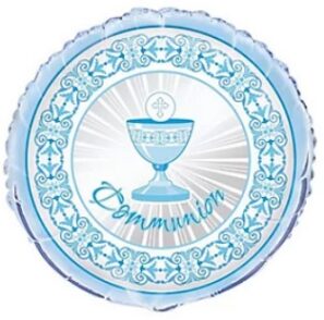 Communion Cross Blue Foil Balloon