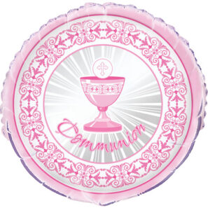 Communion Cross Pink Foil Balloon
