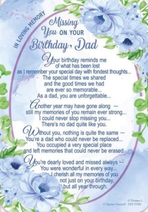 Dad Birthday Memorial Graveside Card