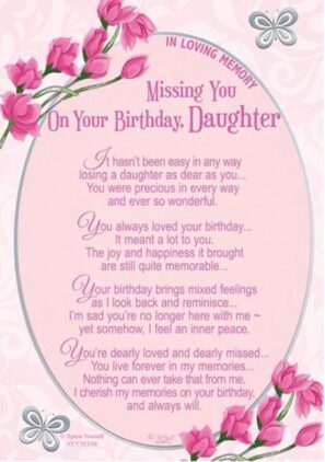 Daughter Birthday Memorial Graveside Card